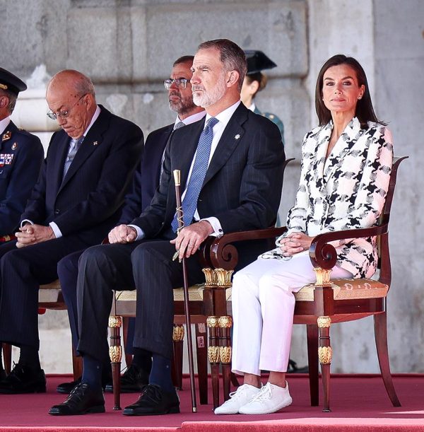 O Βασιλιάς Felipe VI της Ισπανίας και η Βασίλισσα Letizia στις 8 Μαίου 2024 στη Μαδρίτη.
